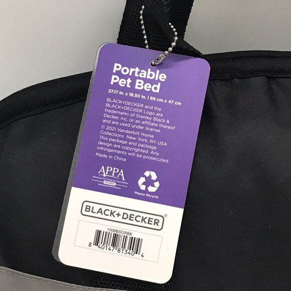 BLACK & DECKER Plush Zip Up Portable Pet Bed Small Dogs Handle Water Resistant - Picture 10 of 10